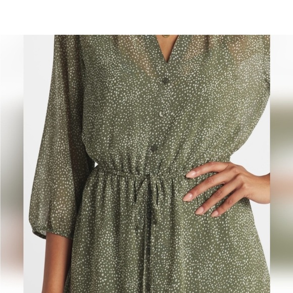 41 Hawthorn 3/4 Sleeve Chiffon Shirt Dress sheer no slip medium dots - Picture 3 of 8